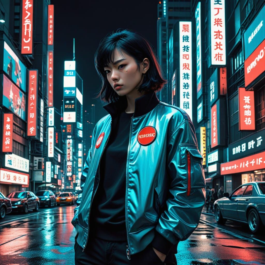 Cyberpunk Cityscape in Metallic Hues