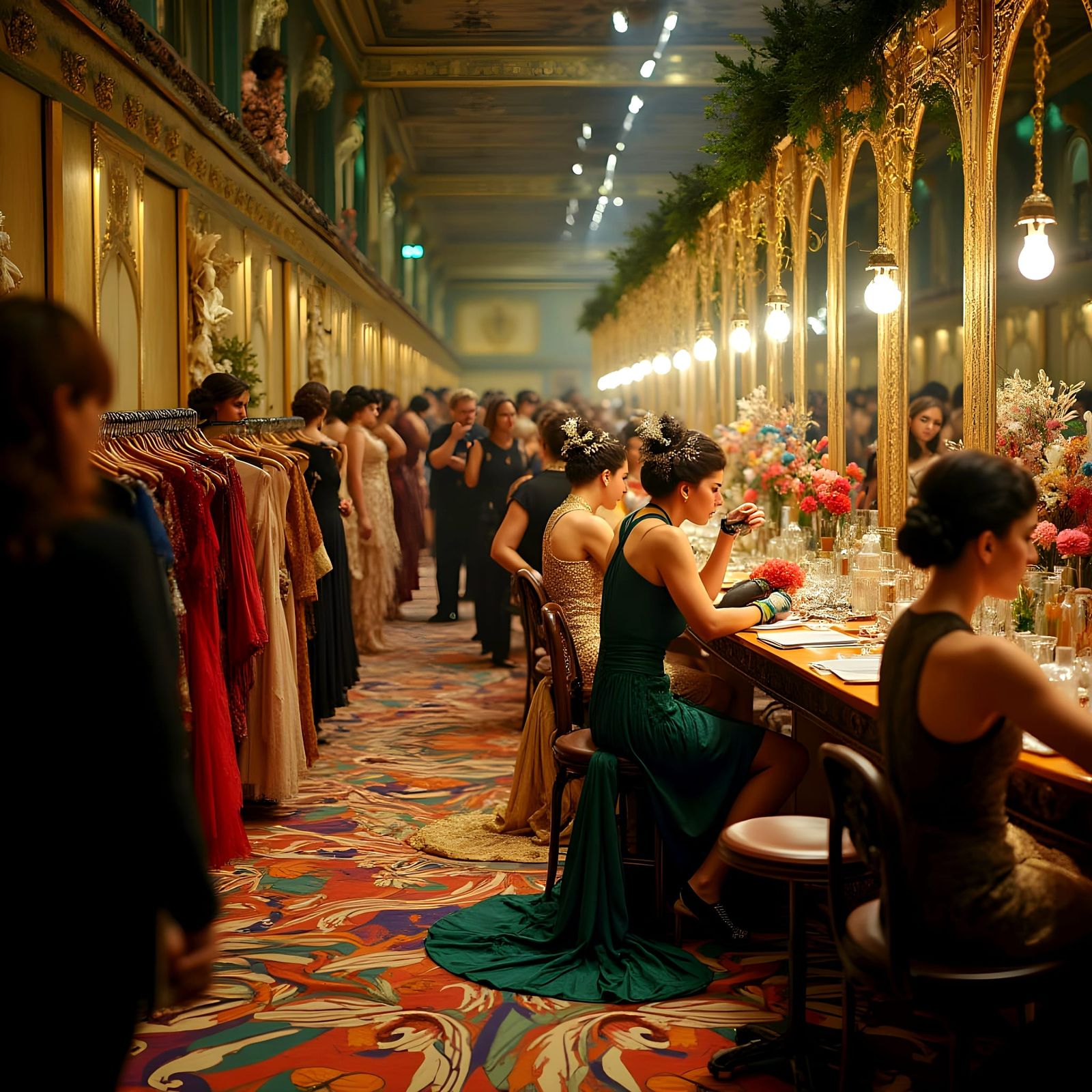 1920s Fashion Week Glamour in Art Nouveau Style