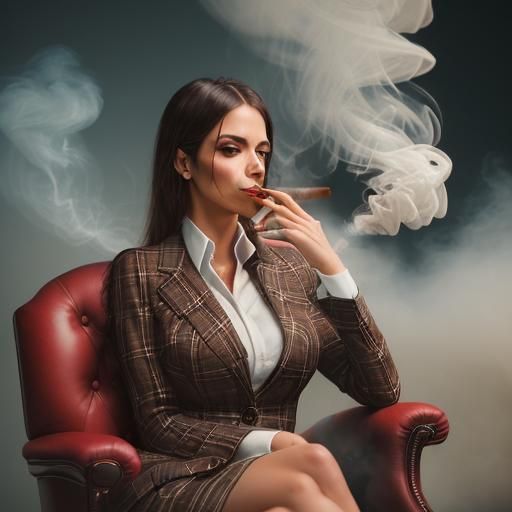 CEO in Plaid Suit with Cigar, Professional Photo