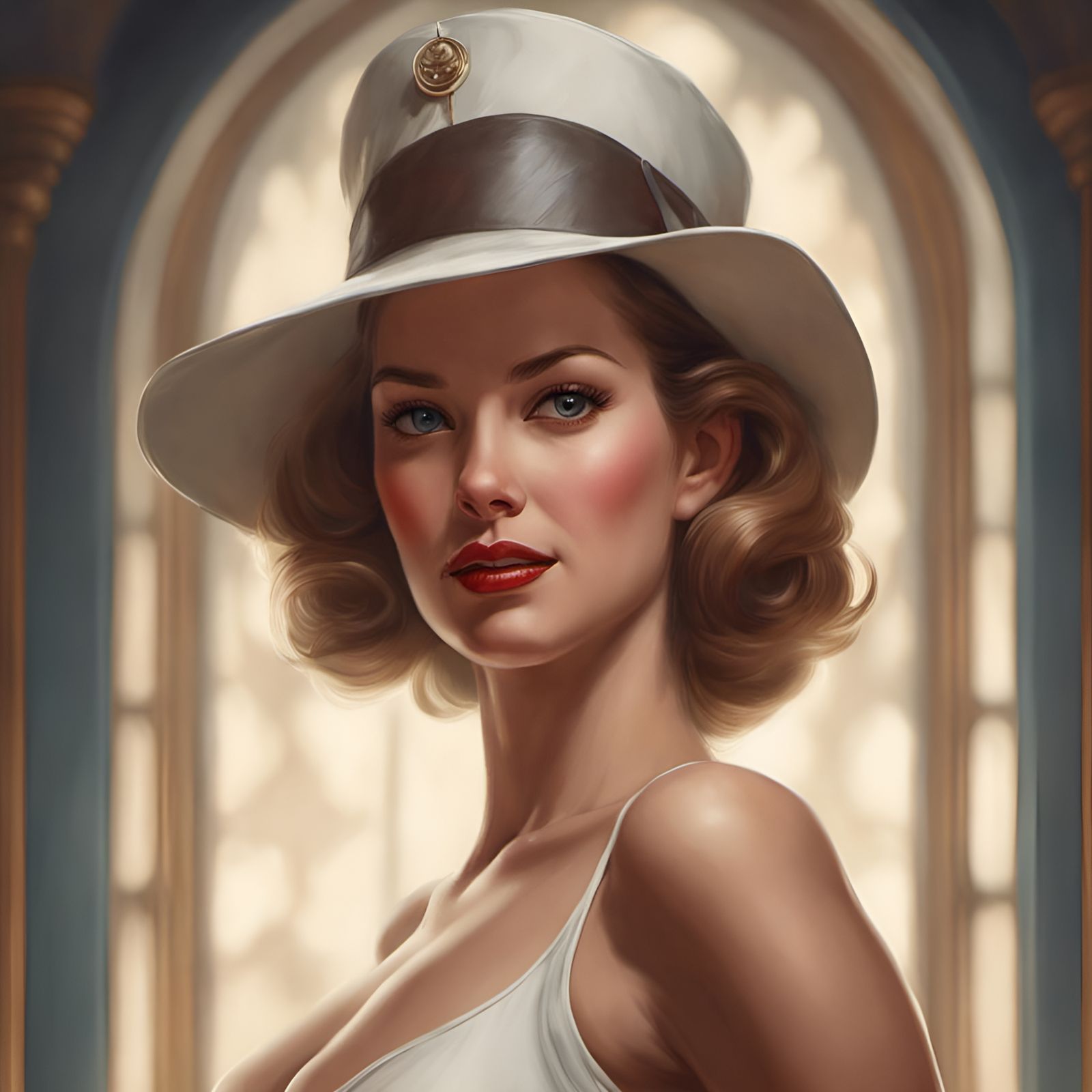 Gorgeous Woman Portrait by Artgerm, Elvgren, and Rockwell
