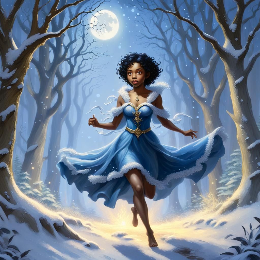 Melanated Elf Runs Through Golden Tree Woods