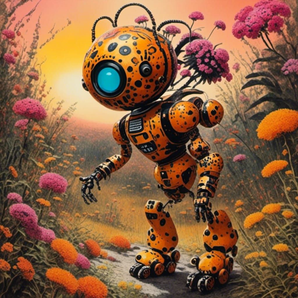 Exotic Robot Dolls on Alien Planet in Anime Style