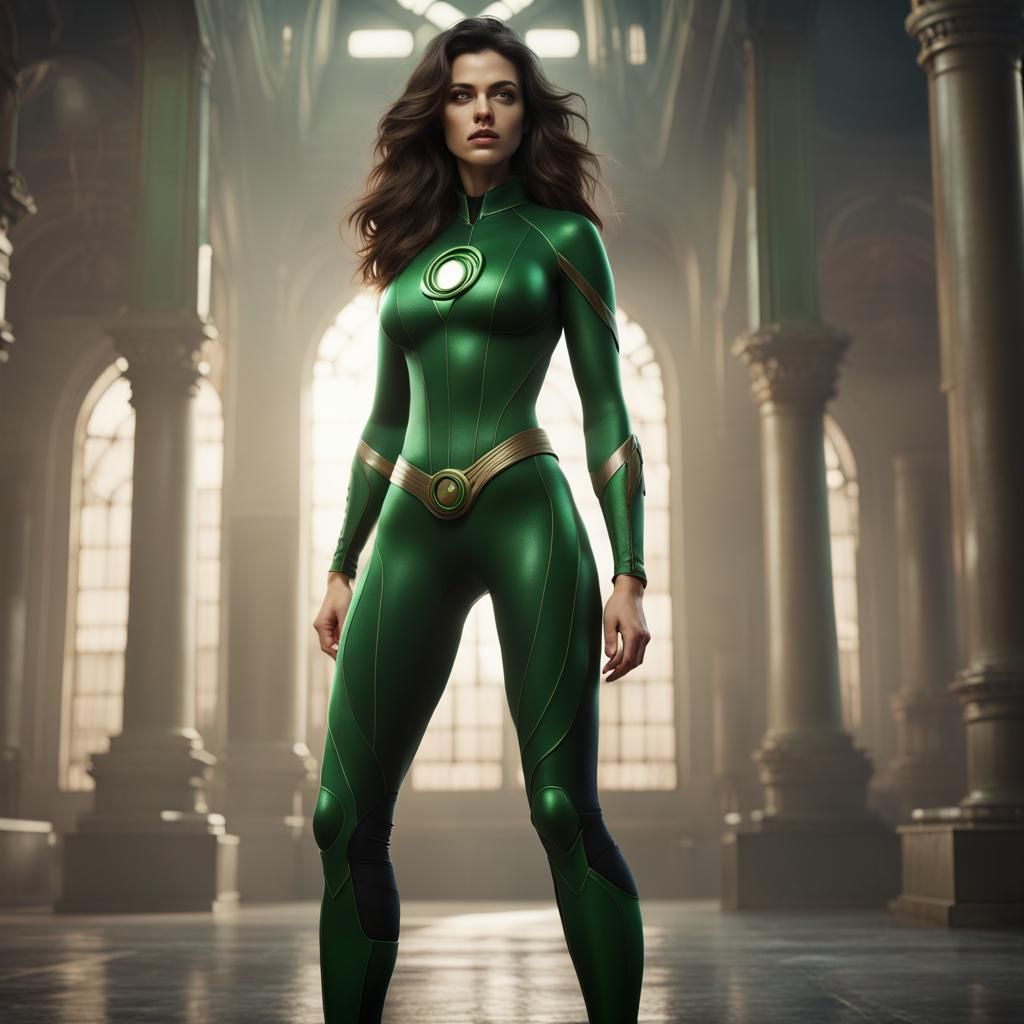 Hyperrealistic Brunette as Hal Jordan in Detailed Matte Pain...