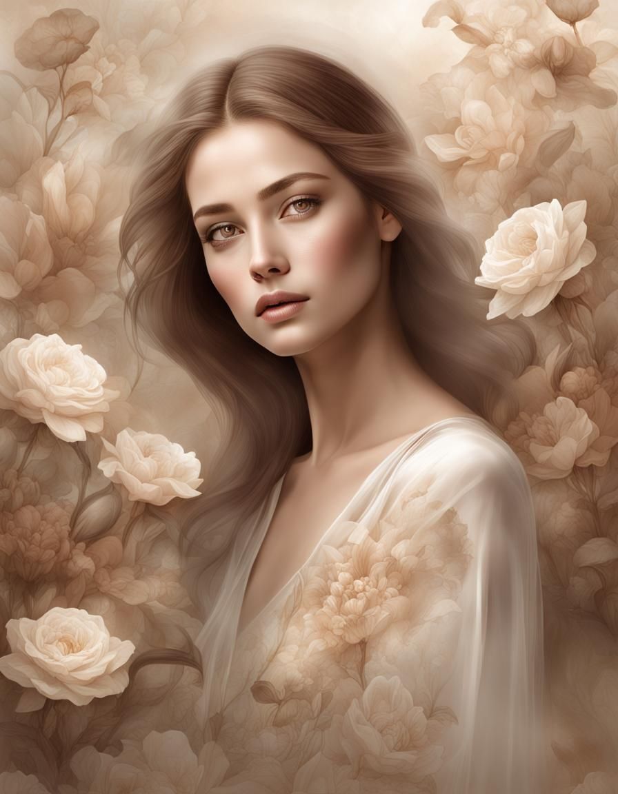 Sensual Woman Poses in Transparent Elegance