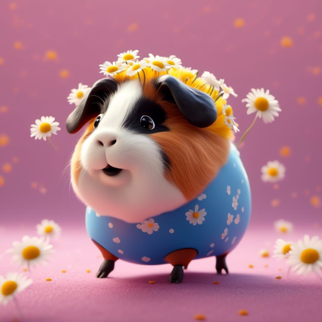 Potato Guinea Pig in Daisy Field