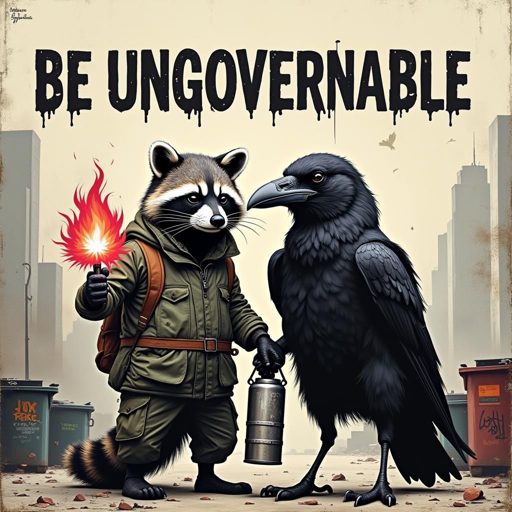 liberal leaning morale patch. "Be Ungovernable". Crow, Racco...