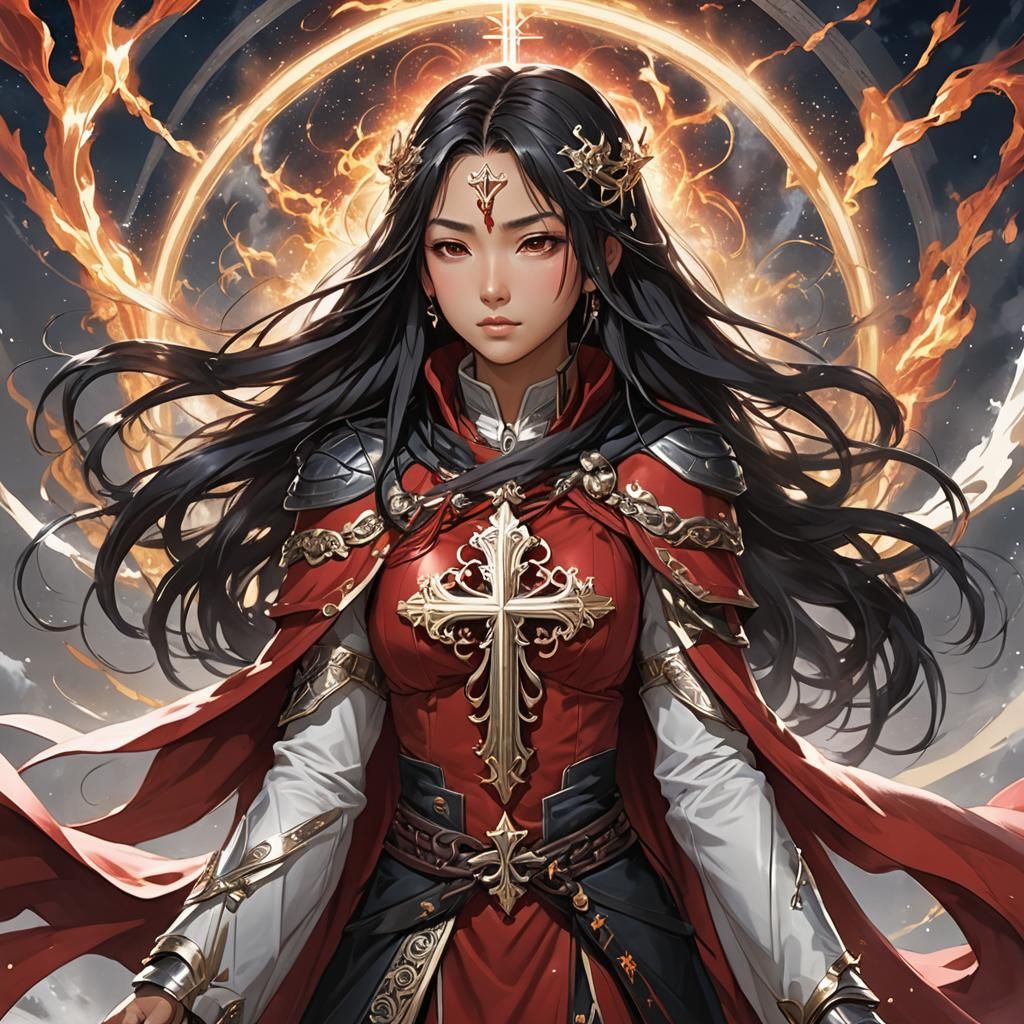 Anime-Inspired Cleric in Ethereal Light