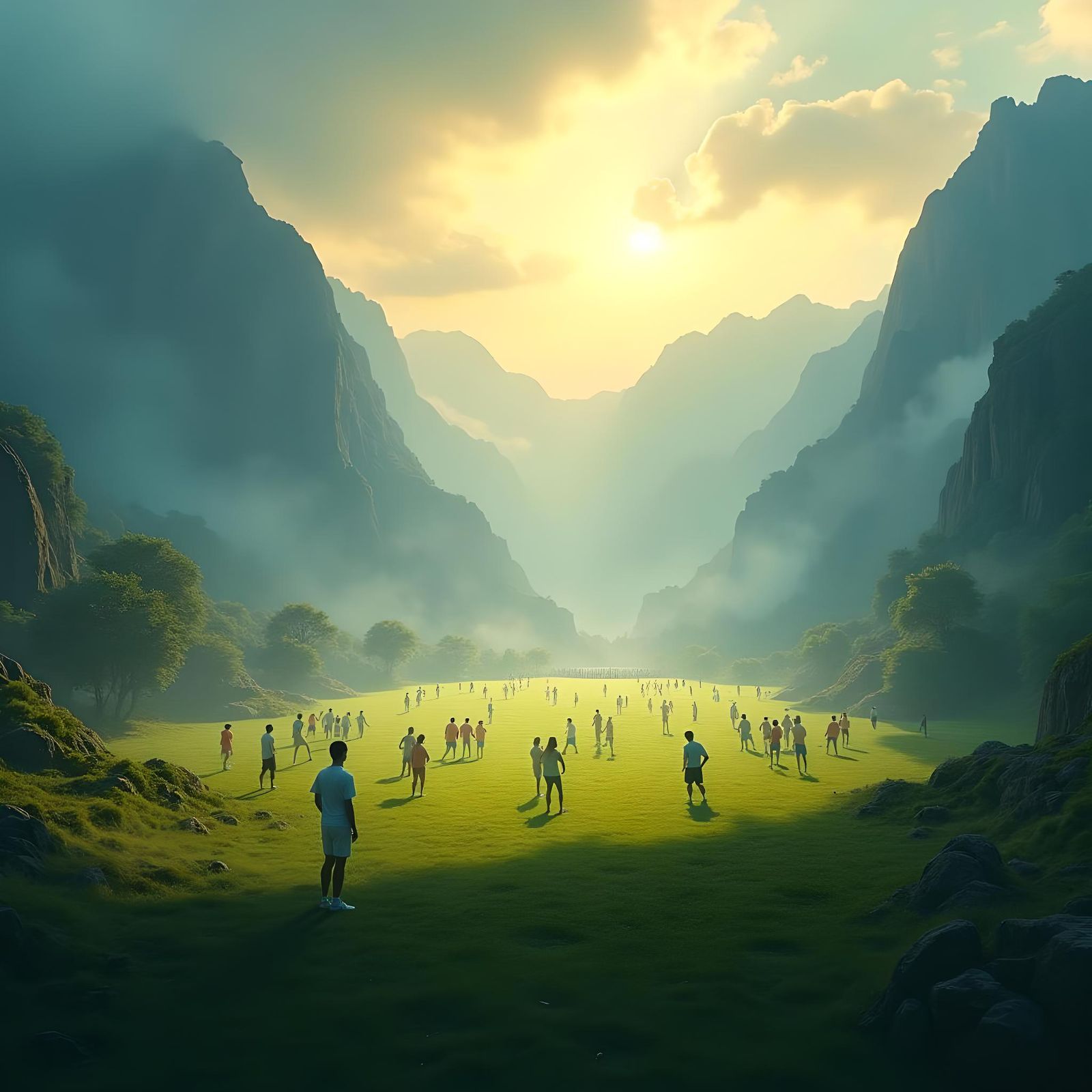 Soccer Tournament on Green Field: Fantasy Concept Art