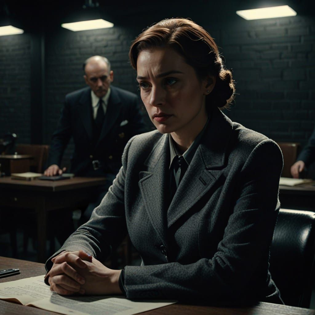 Cold Interrogation Room in Film Noir Style