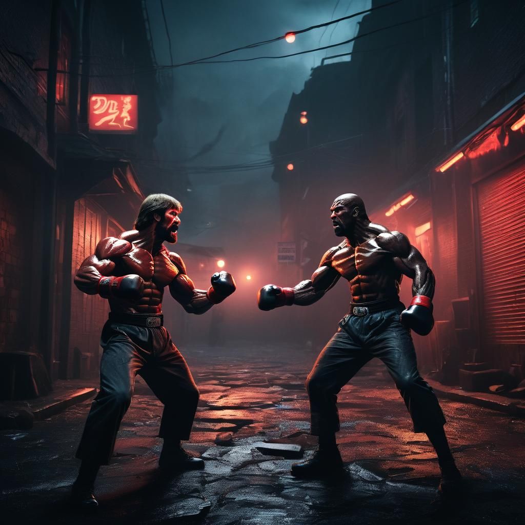 Martial Arts Showdown in Comic Book Style