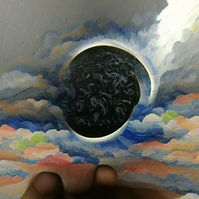 Detailed Gouache Painting of Lunar Eclipse