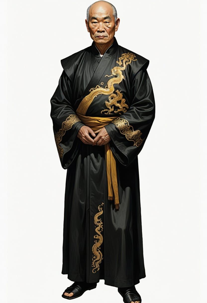 Elderly Chinese Triad Leader in Heroic Fantasy Style