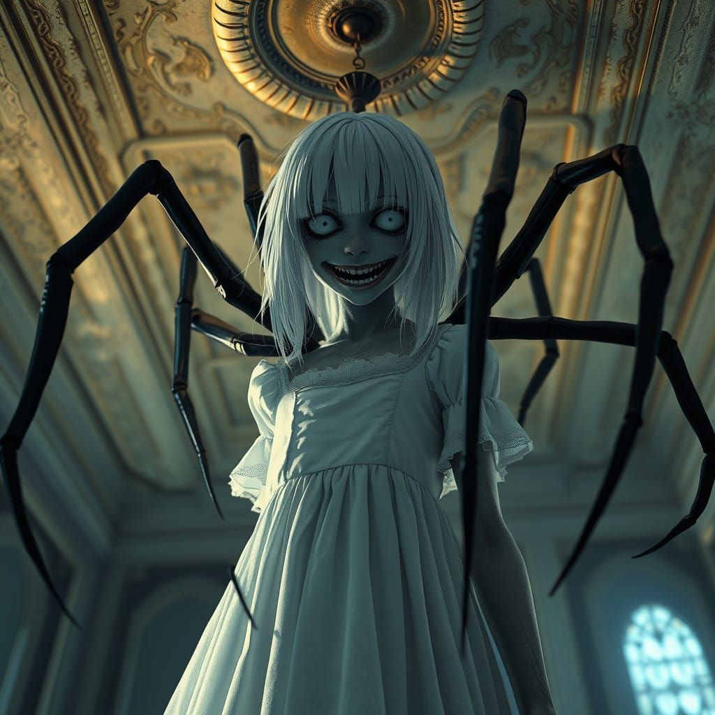 Surreal Girl Blooms with Dark Fantasy Horror Elements in a M...