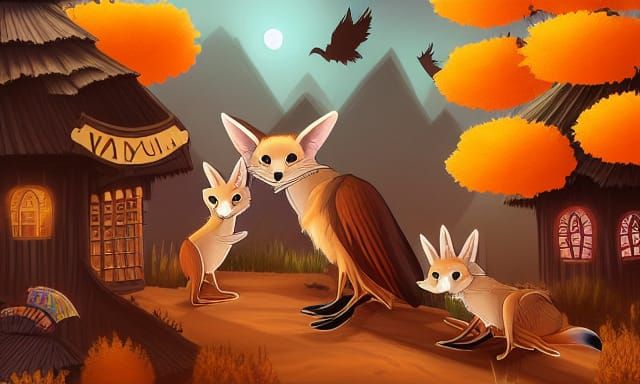 Fennec Fox and Crow at Autumn Village Fair