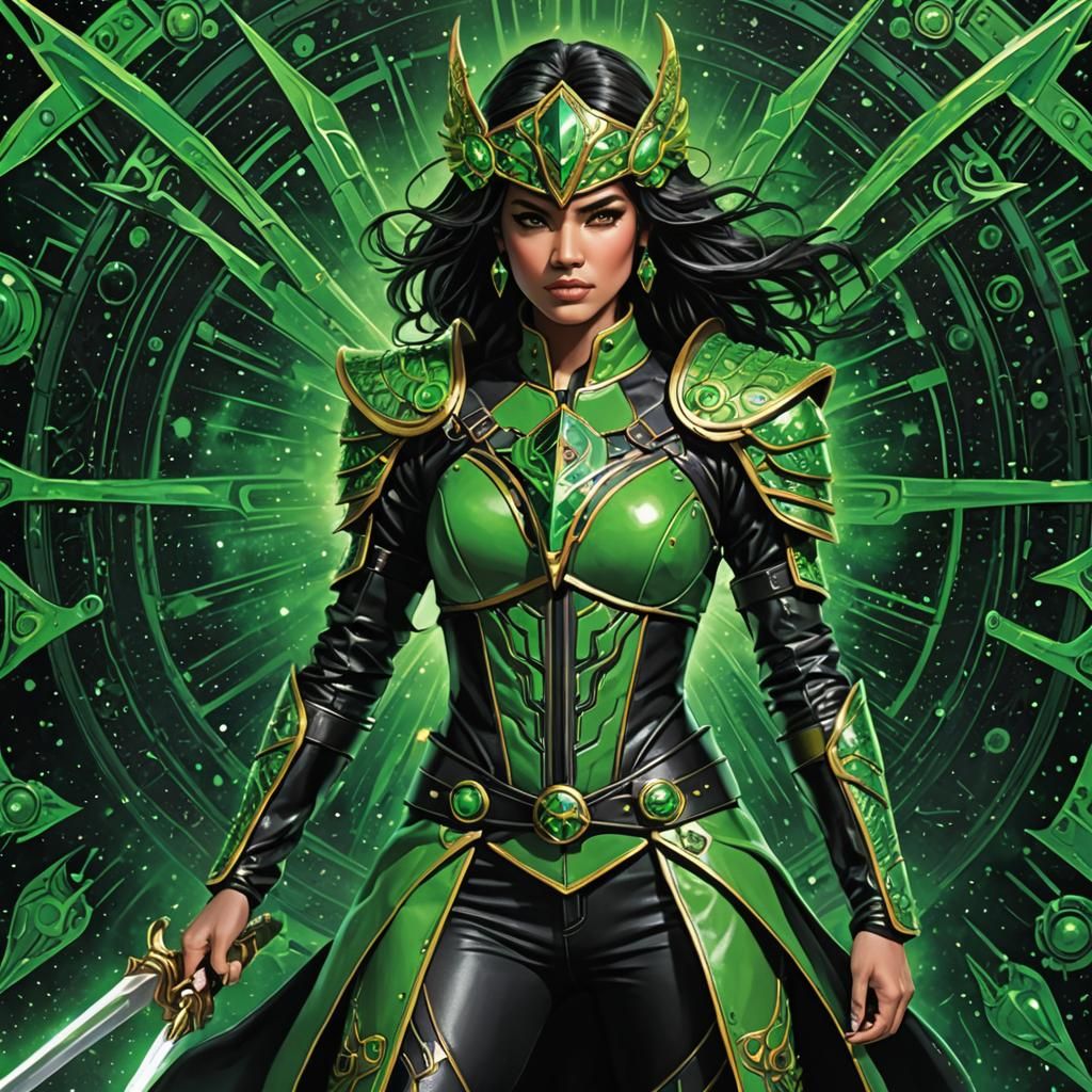 Celestial Warrior Princess in Pop Art Style