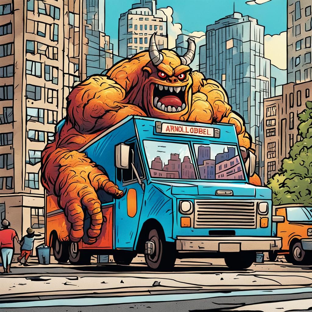 Monster Food Truck Comic Book Art in NYC