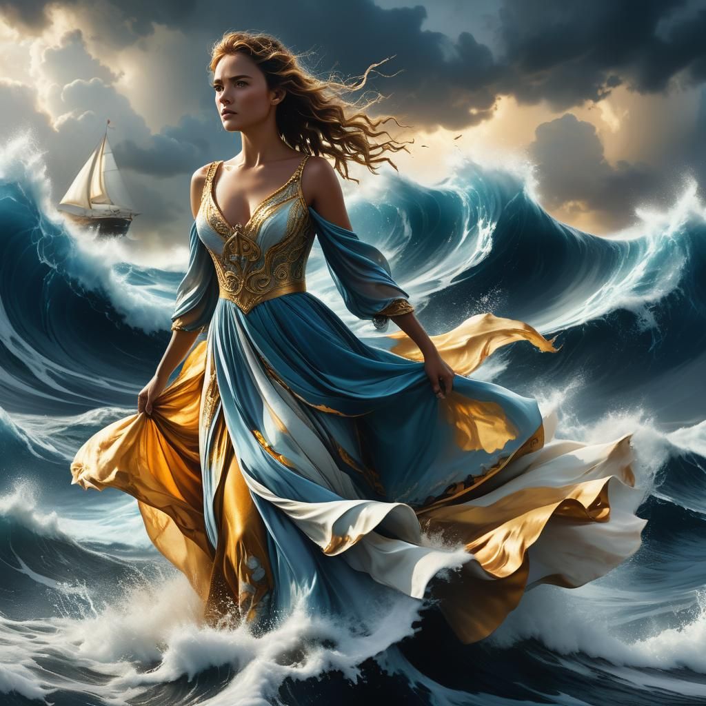Ocean Wave Dress: A Digital Art Masterpiece