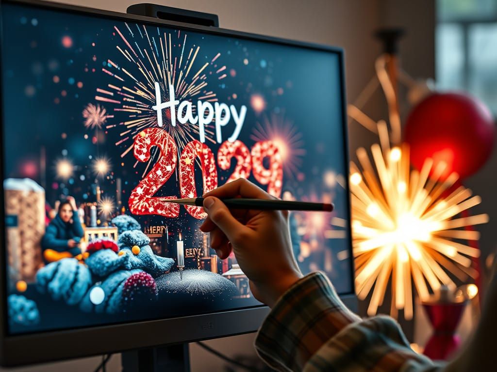Artist Paints Hyperdetailed New Year Celebration on Computer...