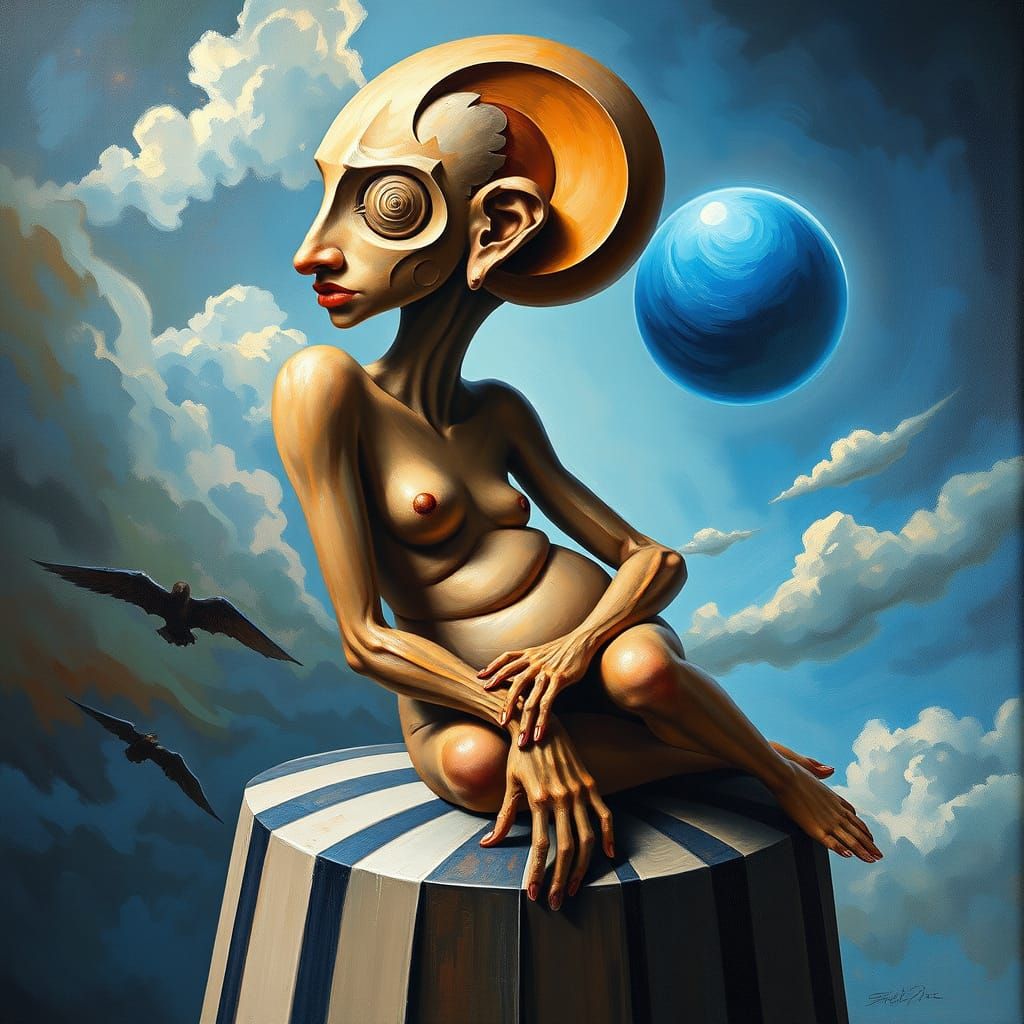 Surreal Abstract Portrait: Distorted Figure in Dreamlike Sty...