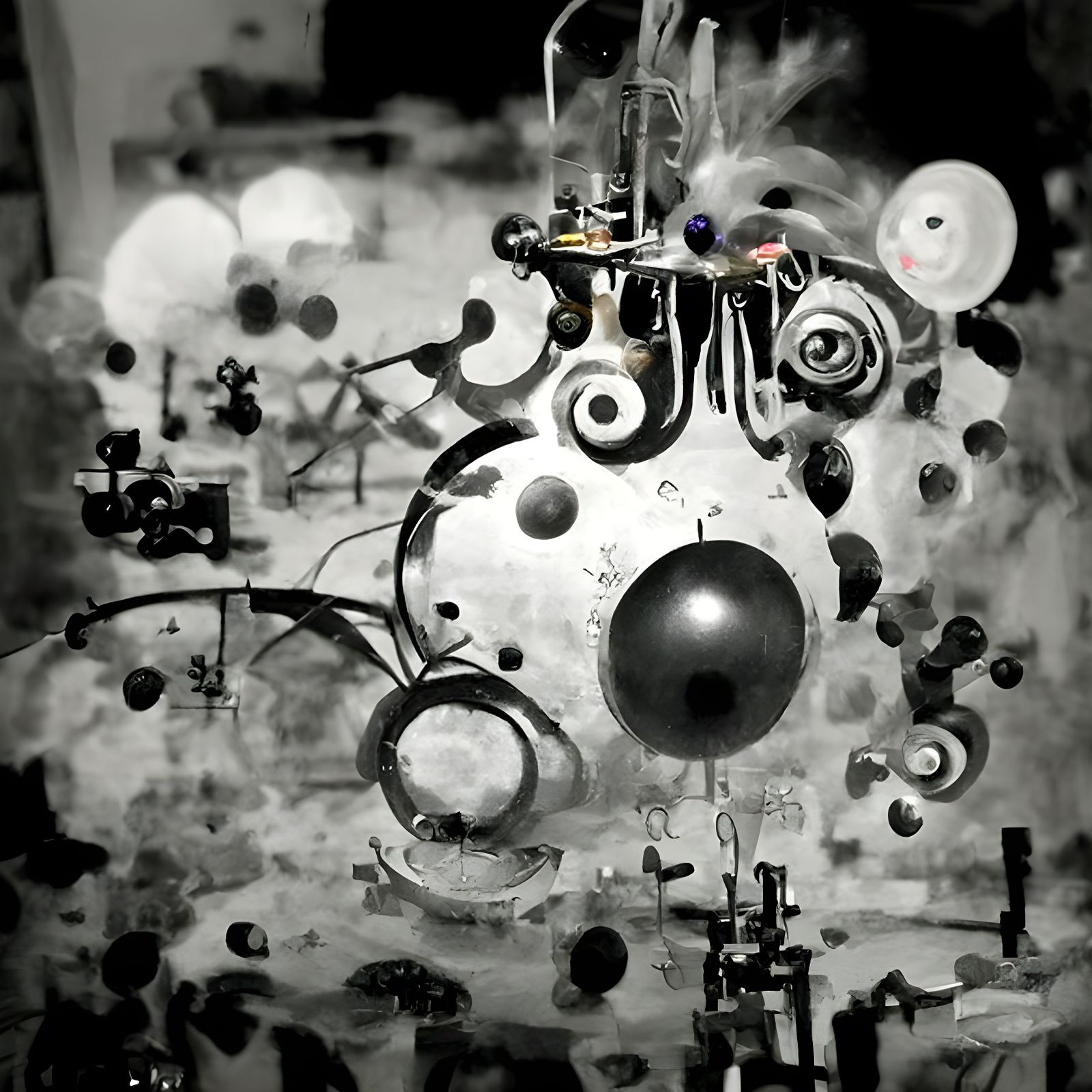 Surreal Subatomic Particle Collider in Steampunk Style