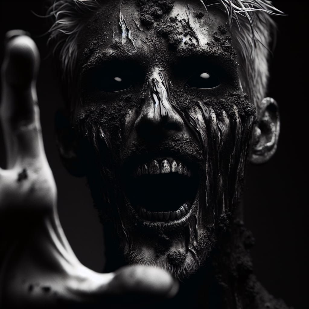 Unsettling Figure in High-Contrast Black and White