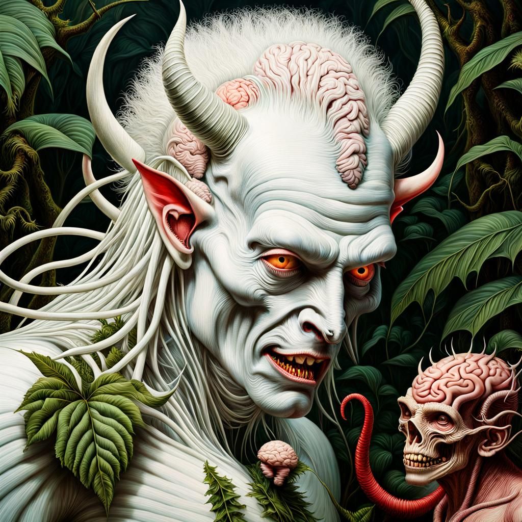 Albino Devil in Bush, Psychedelic Fantasy Artwork