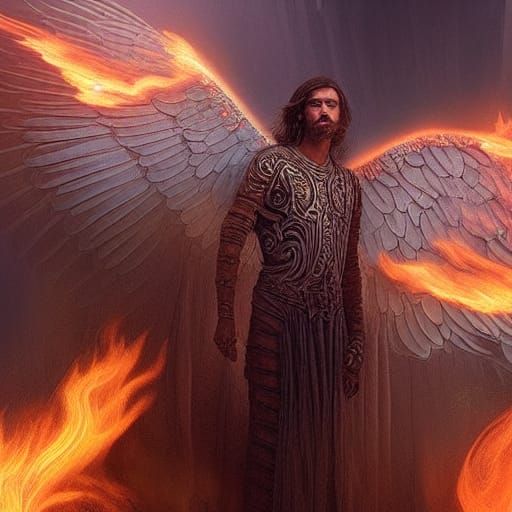 Epic Fire Angel Digital Matte Painting