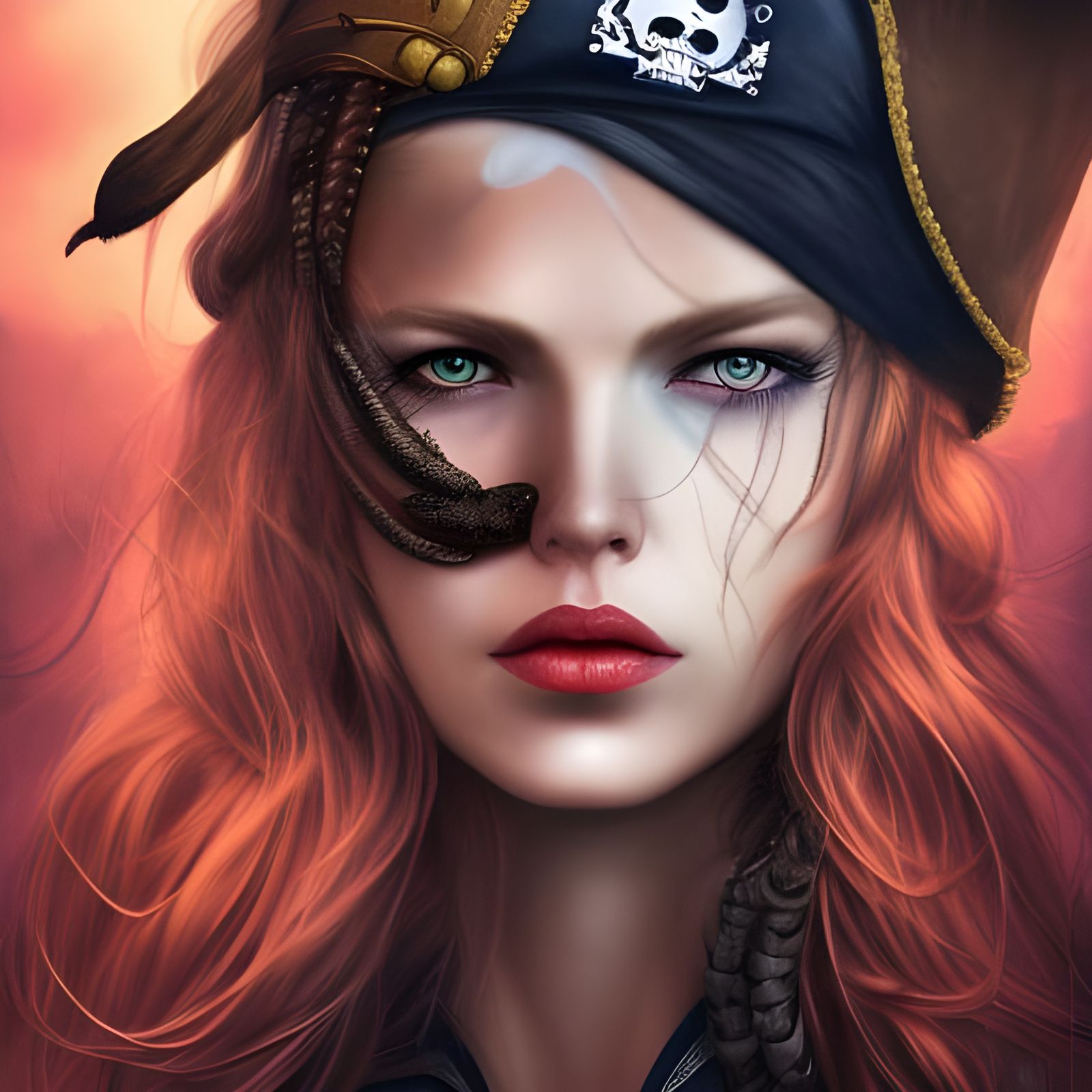 Female Pirate Captain Portrait in Detailed Digital Art