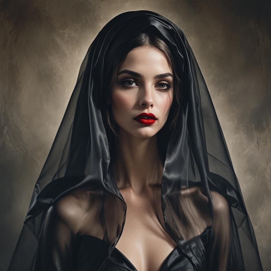 Veiled Woman in Candlelight: A Photorealistic Masterpiece