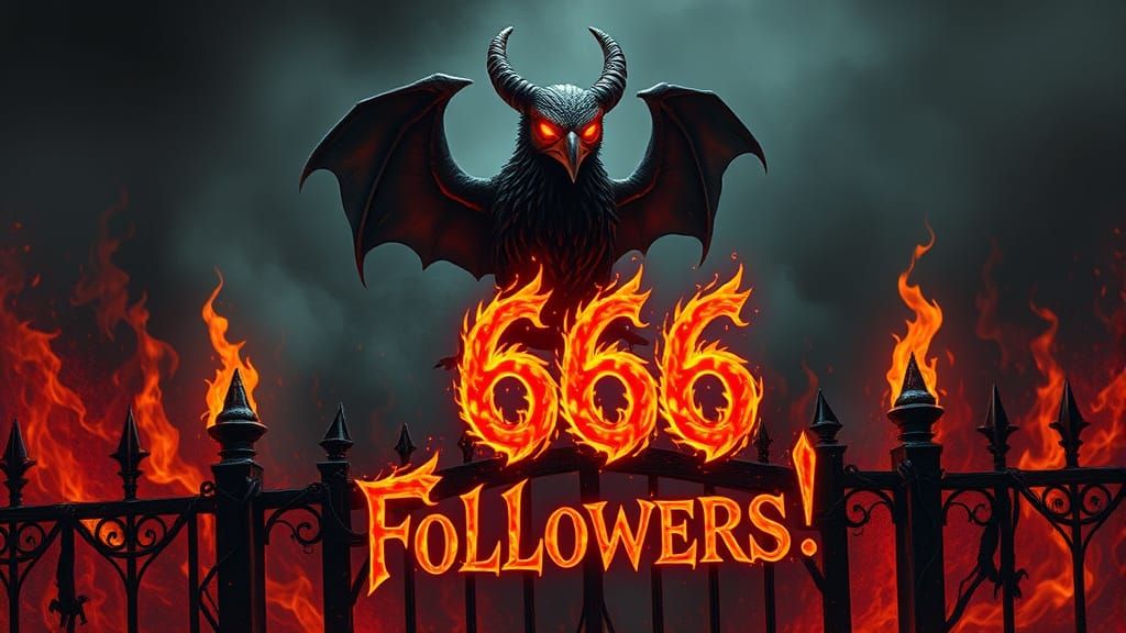 Demon Bird of Hell Perched on Burning Fence