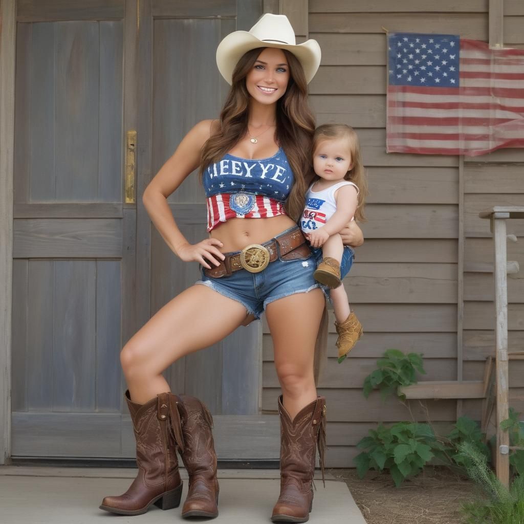 Redneck Woman with Toddler in Detailed Matte Painting
