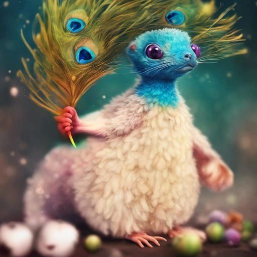 The magic and cute baby Peacock mouse