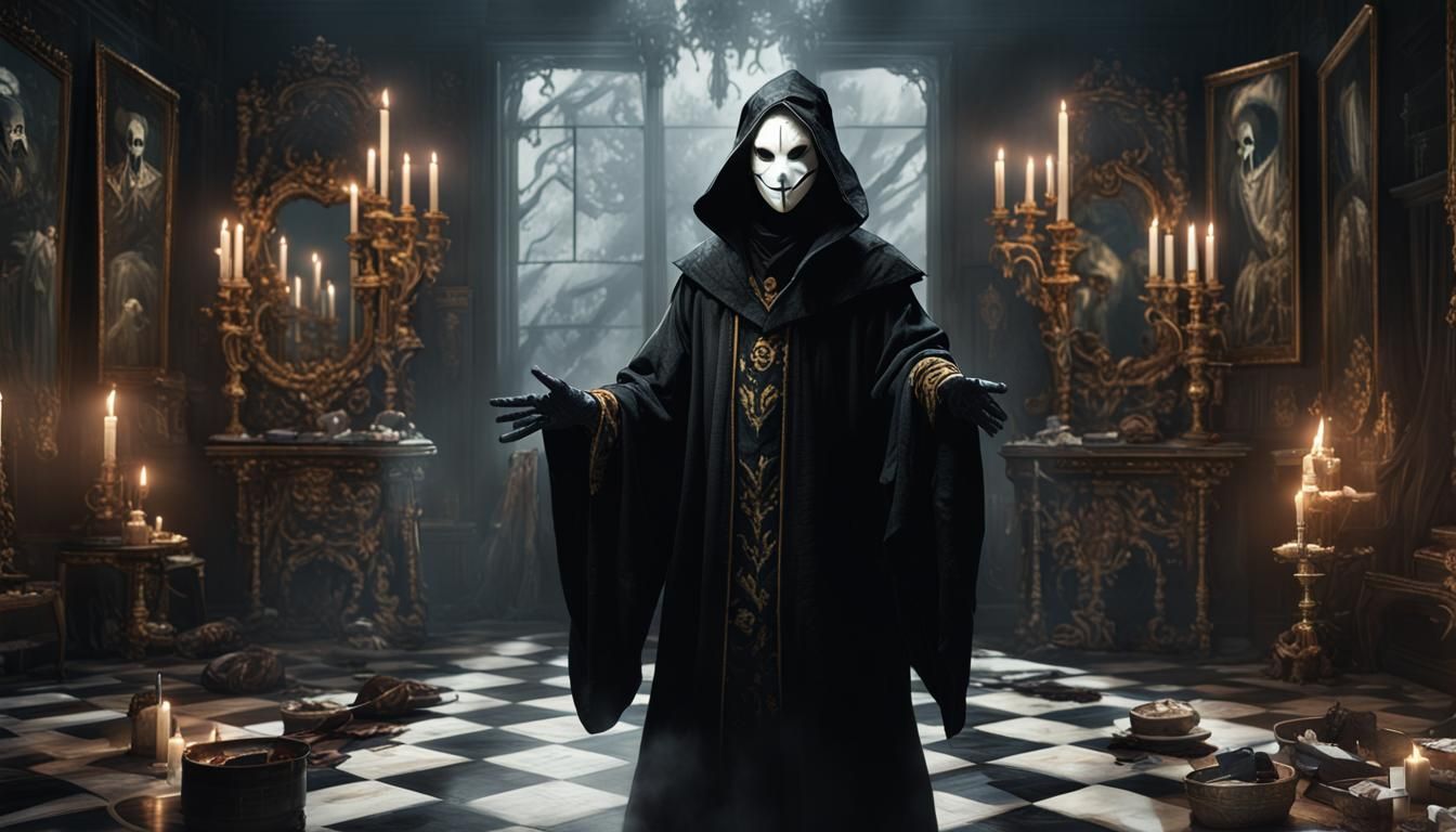 Death Avatar and Harlequin in Dark Fantasy Art