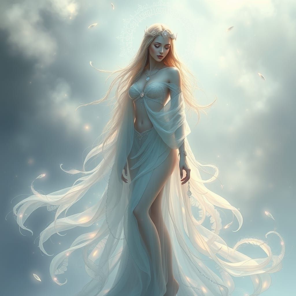 Mystical Water Goddess in Ethereal Mist