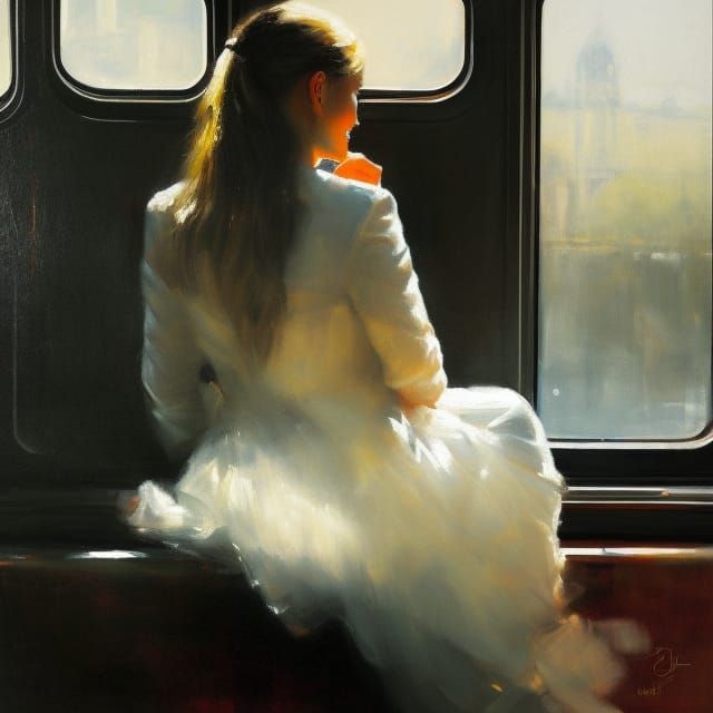 Girl on Train with Paint Splash Effects