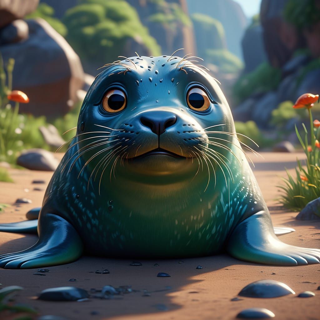 Pixar-Inspired 3D Digital Seal in Vibrant Colors