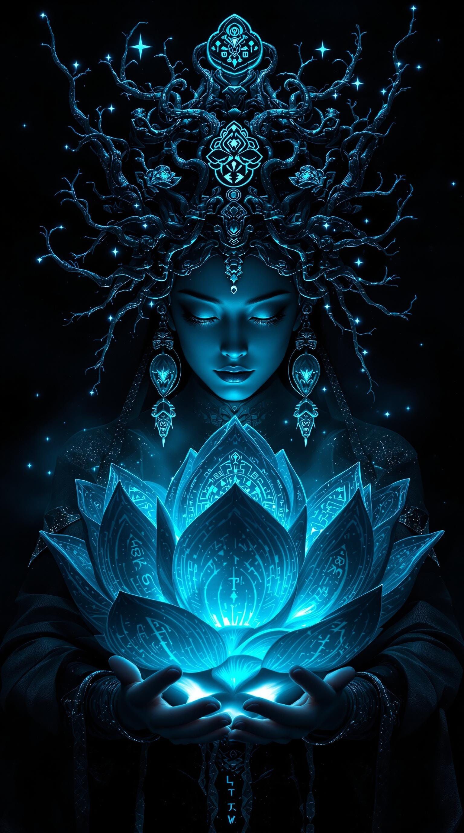 Surreal Oracle of the Obsidian Bloom in Dark Fantasy Style