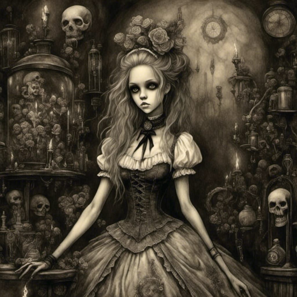 Gothic Wonderland: A Charcoal and Oil Fantasy