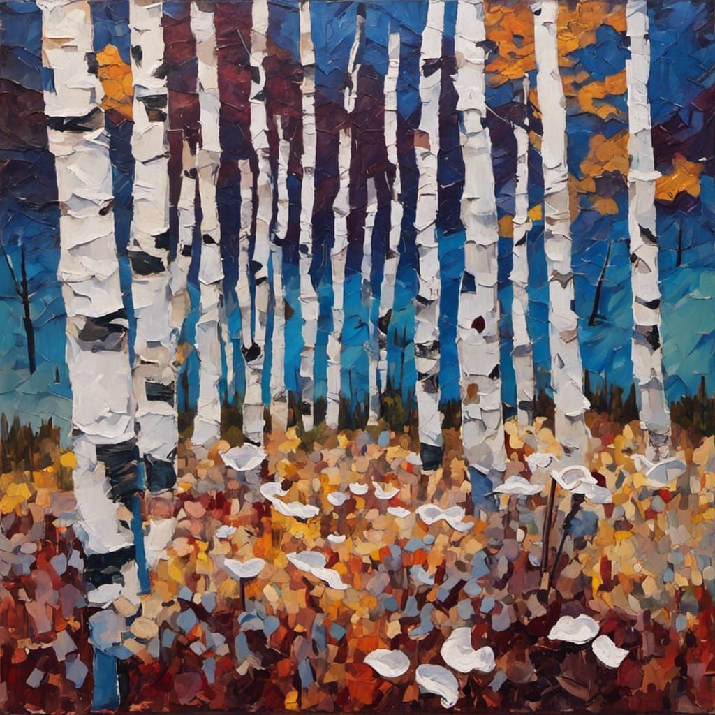 Aspen Forest Floor Collage in Impressionistic Style