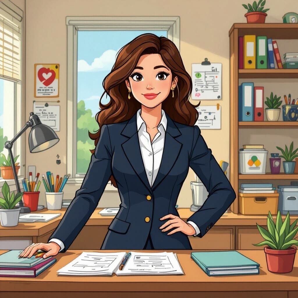 Prepared Individual in Cartoon Style Room