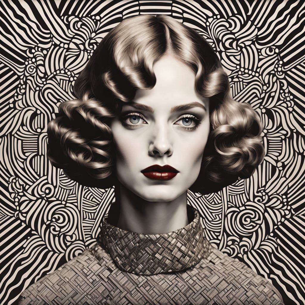 "ARABELLA"....Blue eyes red lips rouged cheeks, Escher, Gret...