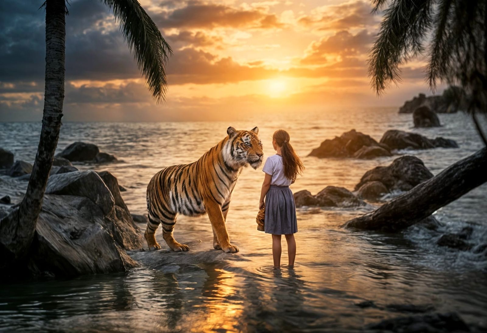 Exotic Girl and Tiger Encounter