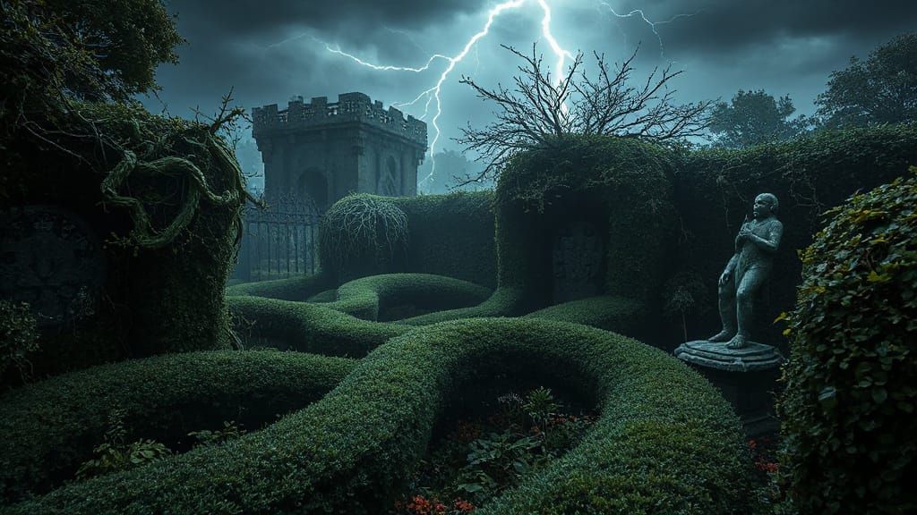 Creepy Overgrown Garden Maze in Zombiecore Style