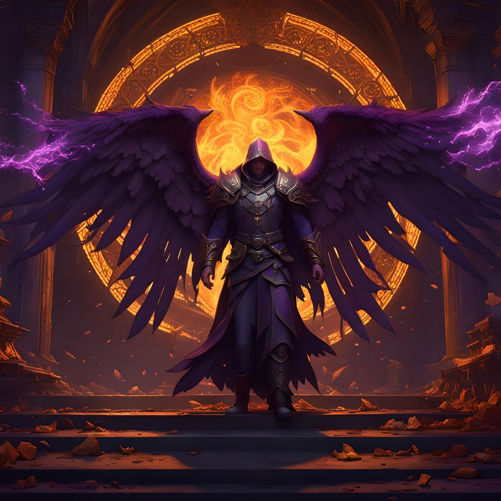 Fiery Wings: Dark Fantasy Art in 8K