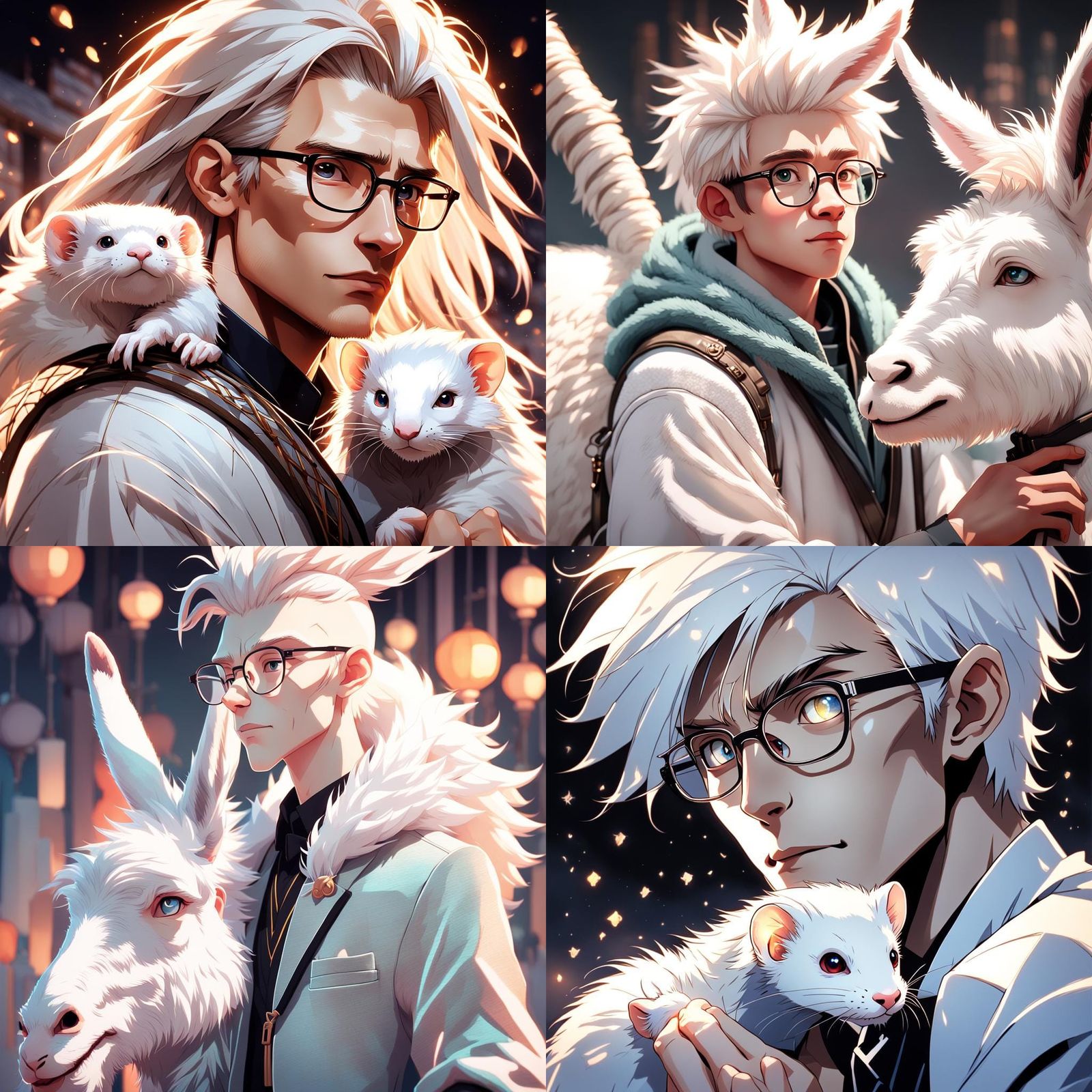 Anime Style Image of Youth with Albino Ferret
