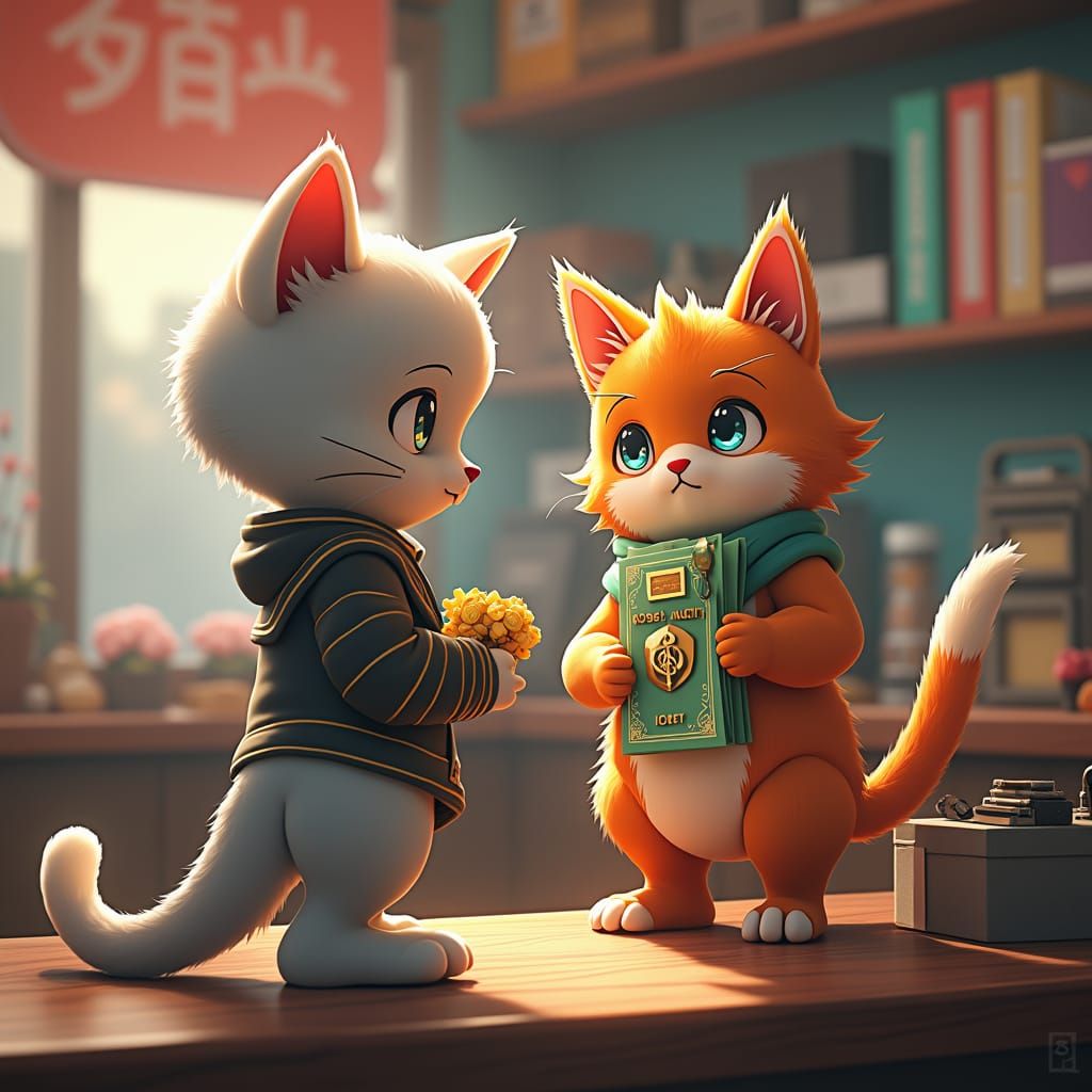 Cat's High-Tech Purchase: Anime Art of Transistor Fascinatio...