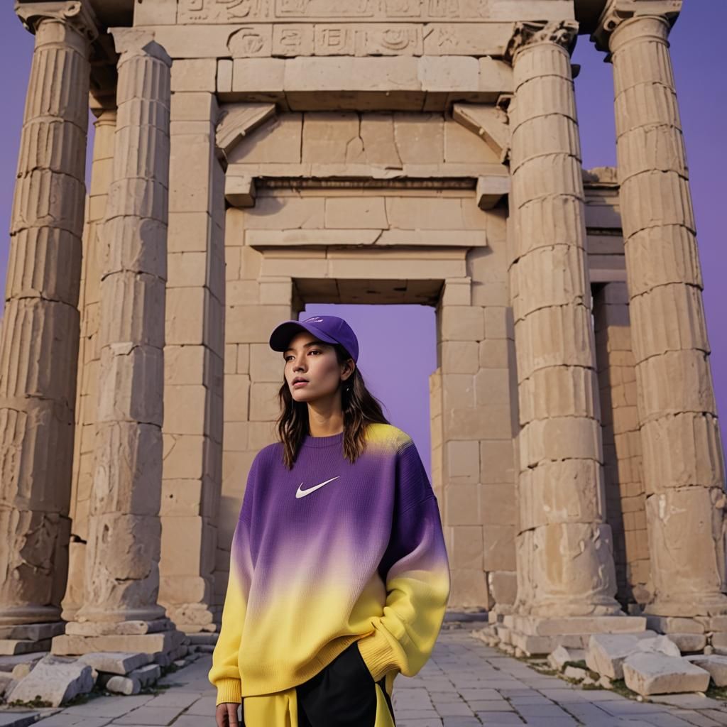 Nike Editorial Photo: Model Posing at Greek Ruins