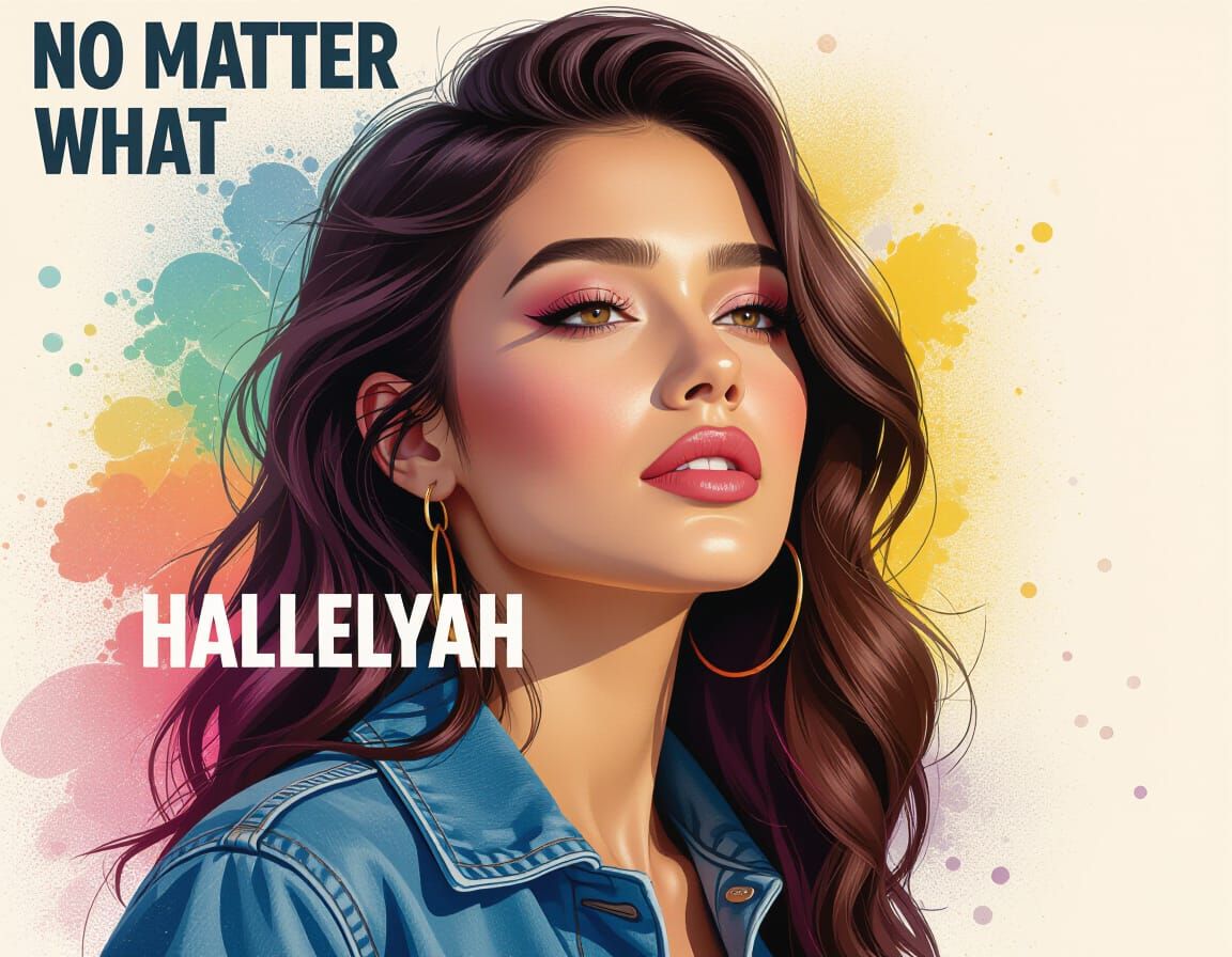 Dramatic Female Vocalist in Splash Art Style