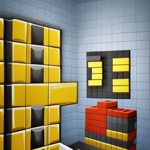 Hyperrealistic Tetris Block Bathroom Concept Art