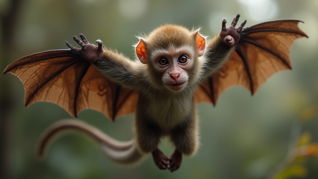 Mystical Avian Primate in Flight
